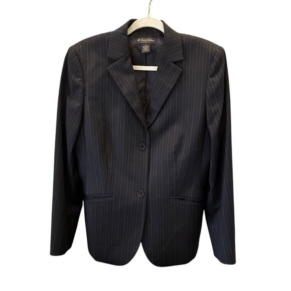 Brooks Brothers Jackets & Blazers - Brooks Brothers Womens Pinstripe Wool Blazer Size 12 Navy Career Professional